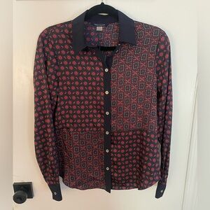 Tommy Hilfiger Navy and Red Button Front Shirt